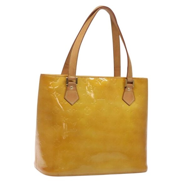 LOUIS VUITTON Monogram Vernis Houston Hand Bag Beige M91004 LV Auth BA2272 - Picture 1 of 16